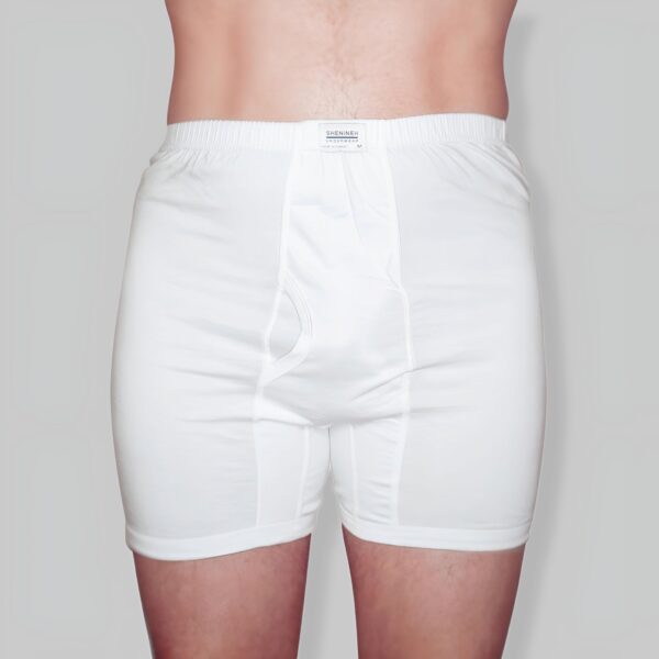 Heren Katoenen Trunk Boxer Brief met gulp - Wit, 100% katoen