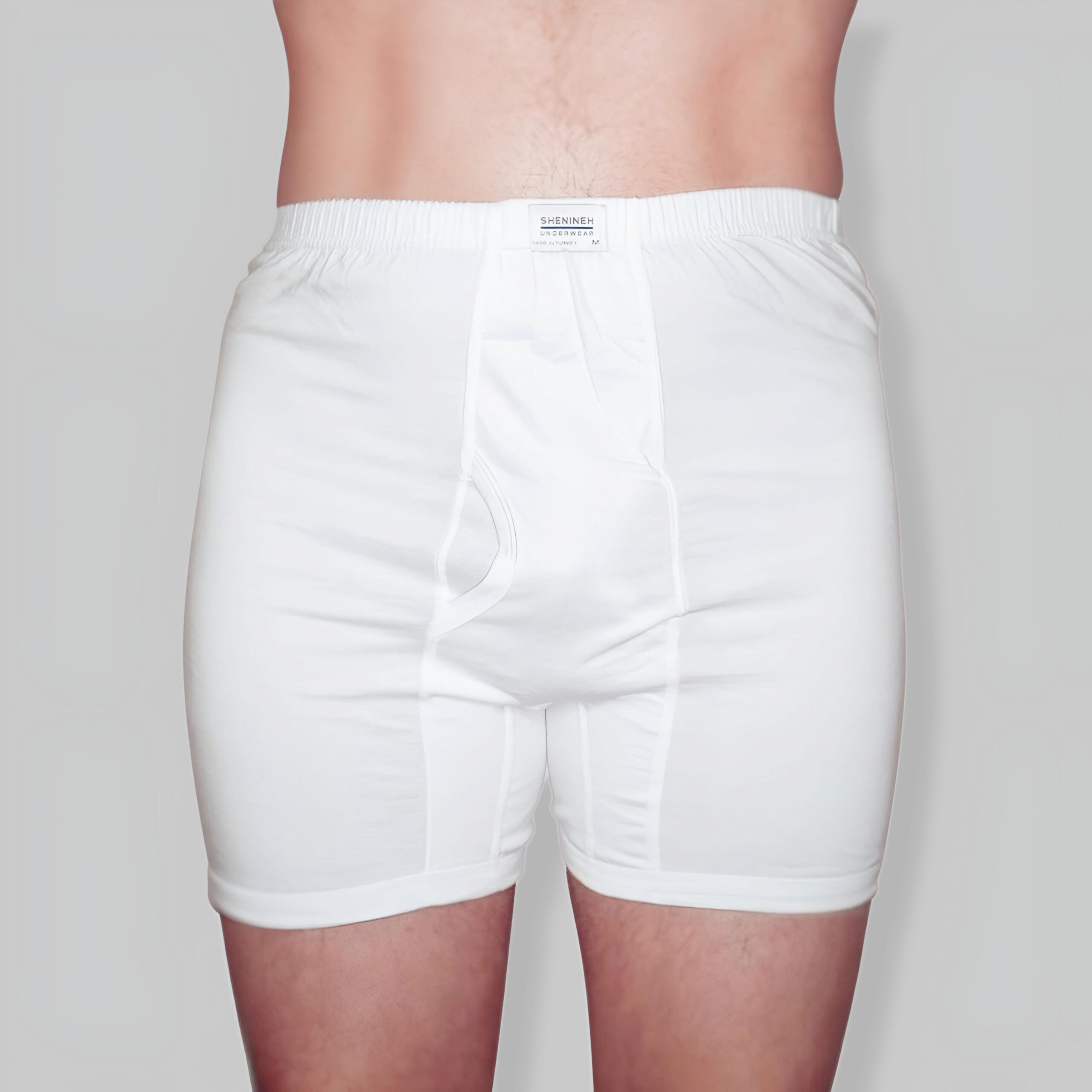 Heren Katoenen Trunk Boxer Brief met gulp - Wit, 100% katoen. Premium Cotton Boxer Shorts