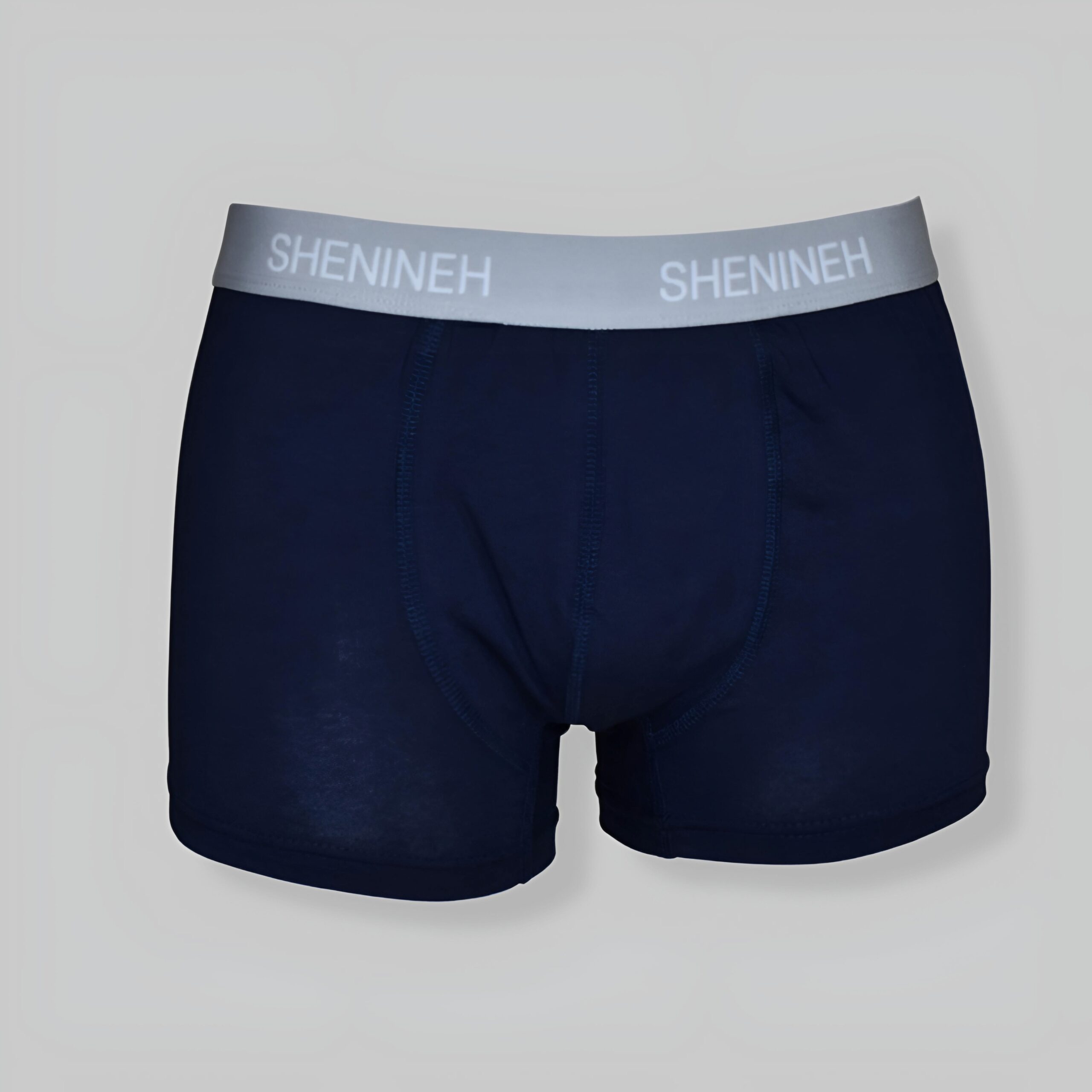 Shenineh Katoenen Boxershorts | 95% Katoen, 5% Elastaan in marineblauw met een patroon geweven band