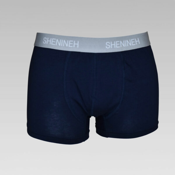 Shenineh Katoenen Boxershorts | 95% Katoen, 5% Elastaan in marineblauw met een patroon geweven band