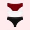 Set van 3 sexy Kanten Bikini - Katoenen kant in verschillende kleuren. Lace Panties