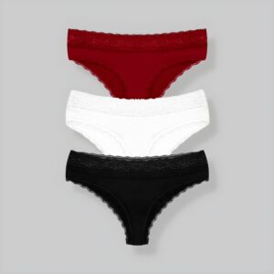 Set van 3 sexy Kanten Bikini - Katoenen kant in verschillende kleuren