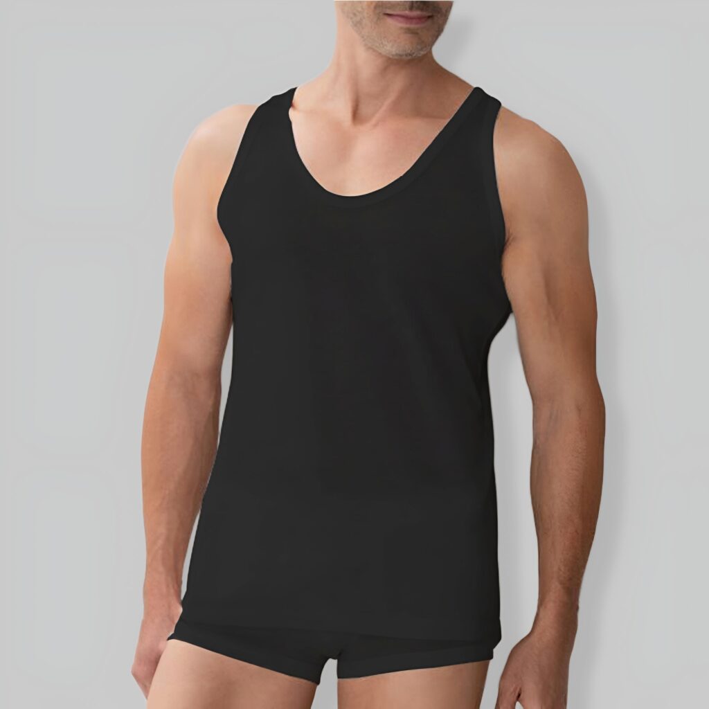 Heren Zwart Katoenen Hemd - Mouwloos Tank Top