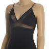 V-neck women's camisole with transparent chest detail and spaghetti straps قميص بروتيل قطني