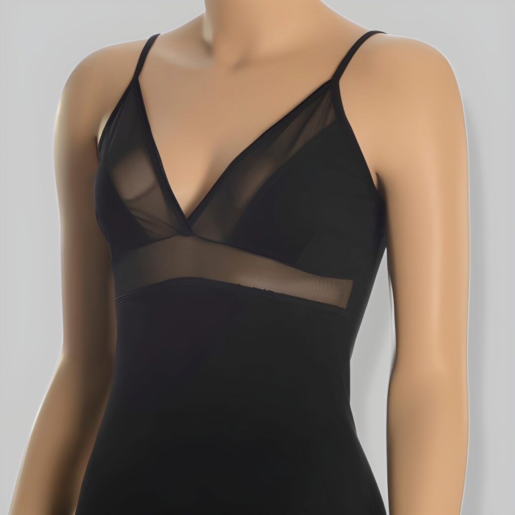 women's Elegant Camisole with transparent chest detail and spaghetti straps. elegant hemdje