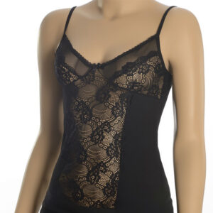 Cotton Lace Camisole, sexy lace motifs on the chest & belly| 96% Cotton.