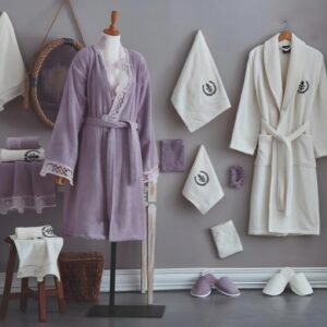 Luxurious Cotton Bathrobe set and Towel Set in Elegant Home Interior