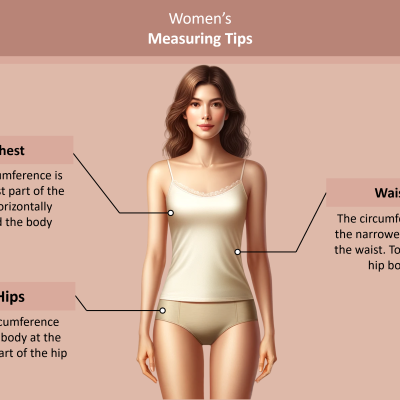 Syrian Cotton NL Woman's body measuring guide for chest, waist, and hips. Size Guide - Woman's Underwear Size Table